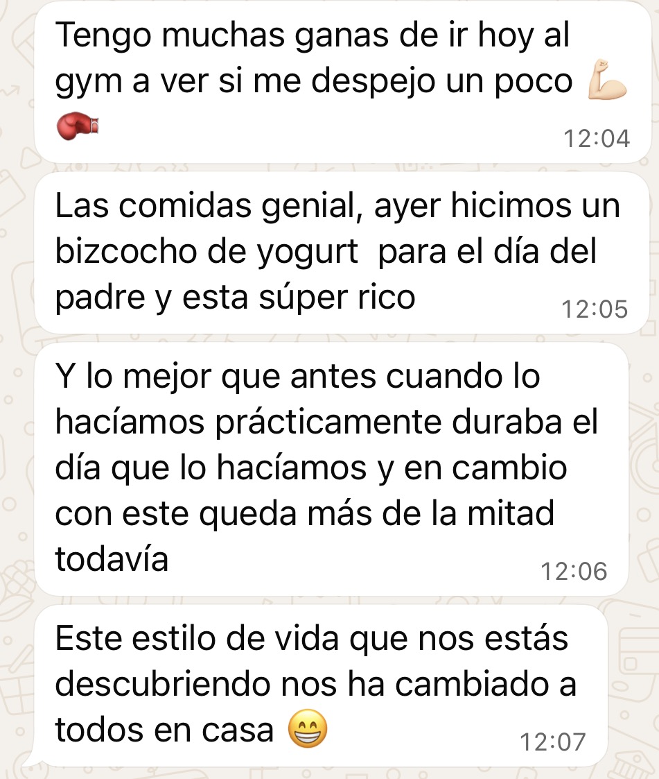 Testimonio WhatsApp de una alumna del programa